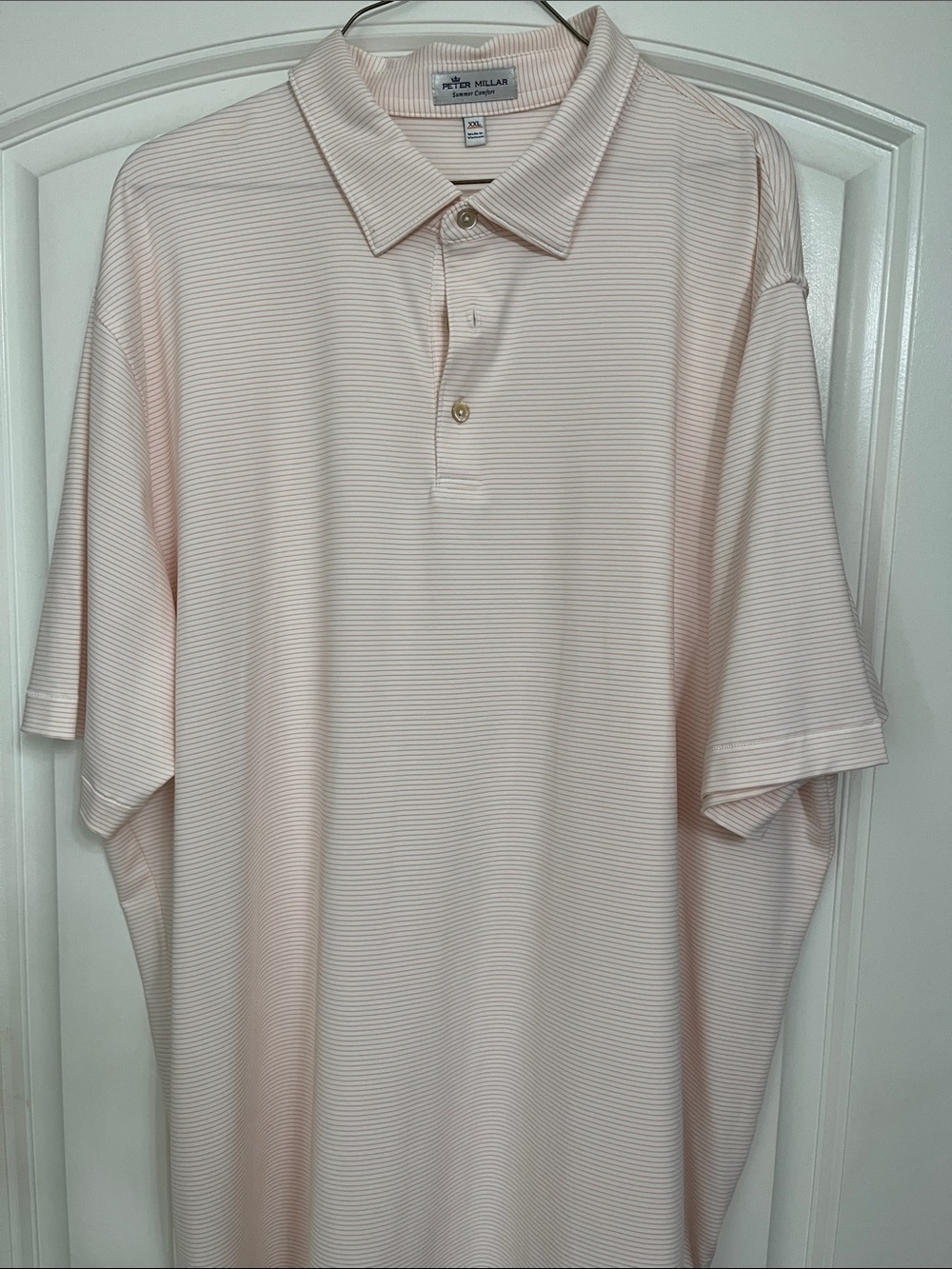 Peter Millar Pale Orange Micro-Striped Polo